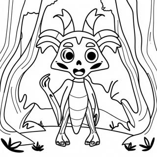 Gruseliger Siren Head im Wald Ausmalbild | Siren Head Ausmalbild