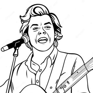 Harry Styles Singendes Ausmalbild | One Direction Ausmalbild