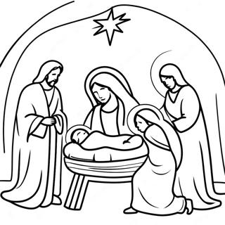 Krippenszene Ausmalbild | Weihnachtsbibel Ausmalbild