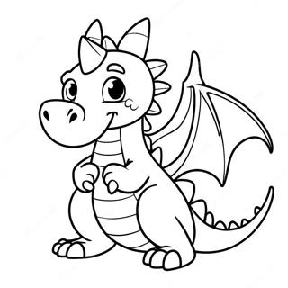 Freundlicher Drache in Drachenstadt Ausmalbild | Drachenstadt Ausmalbild