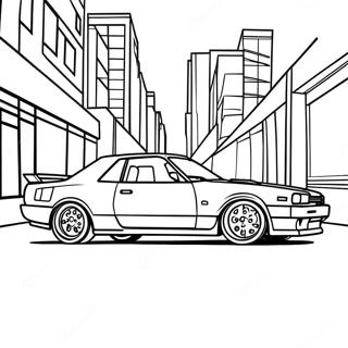 Nissan Skyline in Bewegung Ausmalbild | Nissan Ausmalbild