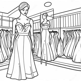 Mode Schaufensterpuppe mit Kleid Ausmalbild | Schaufensterpuppe Ausmalbild