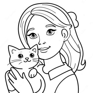 Mädchen mit Katze Ausmalbild | Mädchen mit Katze Ausmalbild