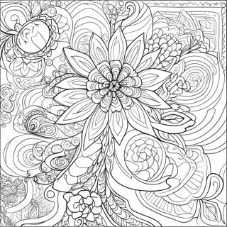 Komplexes Blumen Ausmalbild | Blume Hart Ausmalbild