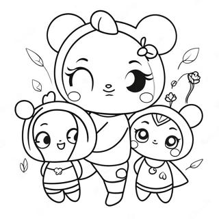 Niedliche Pucca mit Freunden Ausmalbild | Pucca Ausmalbild