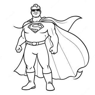 Super Dad mit einem Umhang Ausmalbild | Super Papa Ausmalbild