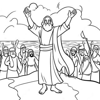 Moses teilt das Rote Meer Ausmalbild | Moses Ausmalbild