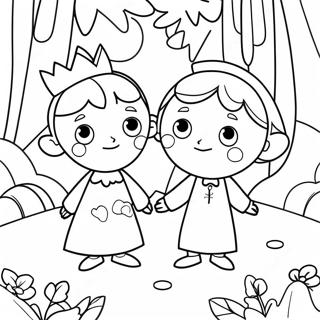Ben und Holly im magischen Wald Ausmalbild | Ben und Holly Ausmalbild