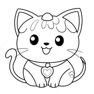 Niedliche Anime Katze Ausmalbild | Anime Tiere Ausmalbild