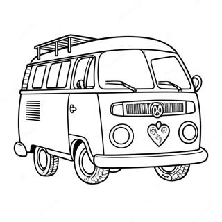 60er Jahre Hippie-Van Ausmalbild | 60er Ausmalbild