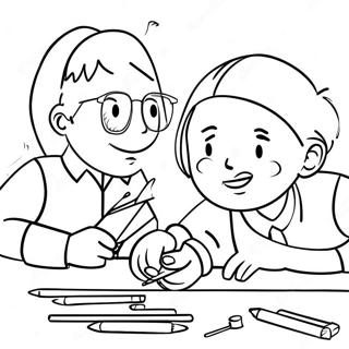 Vielfältige Freunde, die zusammenarbeiten Ausmalbild | Teamarbeit Ausmalbild