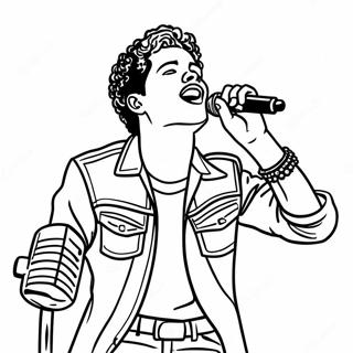 Bruno Mars singt auf der Bühne Ausmalbild | Bruno Mars Ausmalbild