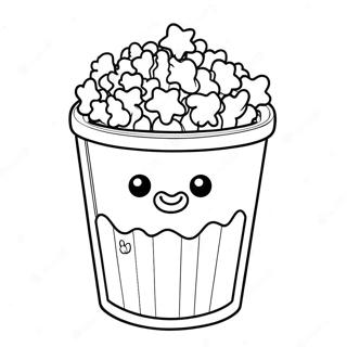 Niedlicher Popcorn-Eimer Ausmalbild | Popcorn Ausmalbild