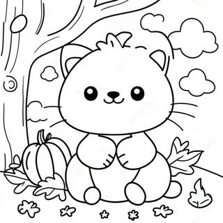 Niedliche Herbsttiere Ausmalbild | Kinder Herbst Ausmalbild