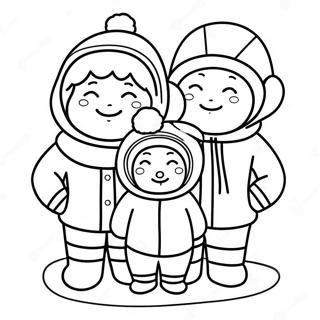 Niedliche Eskimo-Familie Ausmalbild | Eskimos Ausmalbild