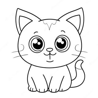 Niedliche Kawaii Katze mit großen Augen Ausmalbild | Kawaii Katzen Ausmalbild