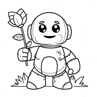 Niedlicher Eisen Golem mit Blumen Ausmalbild | Eisen Golem Minecraft Ausmalbild