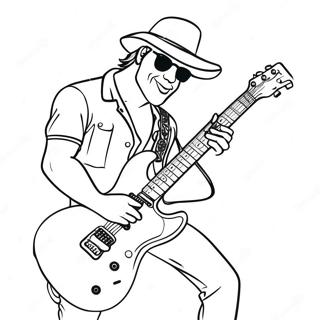 Cooler Rockstar mit E-Gitarre Ausmalbild | Rockstar Ausmalbild