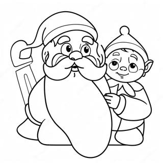 Weihnachtsmann und Elf Ausmalbild | Weihnachtsmann und Elf Ausmalbild
