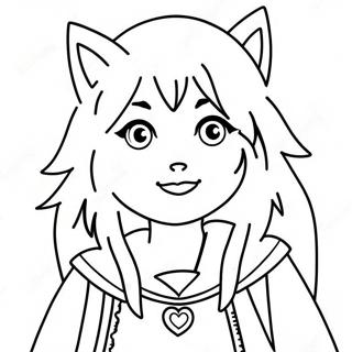 Wolfsmädchen Anime Ausmalbild | Wolfmädchen Anime Ausmalbild