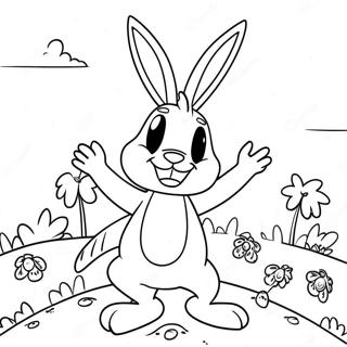 Lustiger Bugs Bunny im Karottenfeld Ausmalbild | Bugs Bunny Ausmalbild