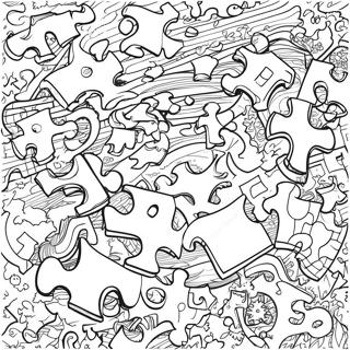 Bunte Puzzlestücke Ausmalbild über Autismus | Autismus Ausmalbild