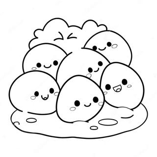 Niedliche Mochi Charaktere Ausmalbild | Mochi Ausmalbild