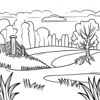 Kentucky Bluegrass Landschaft Ausmalbild | Kentucky Ausmalbild