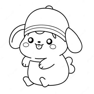 Niedlicher Pompompurin mit Hut Ausmalbild | Pompompurin Ausmalbild
