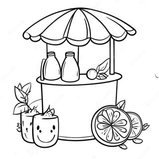 Ausmalbild eines Limonadenstands | Limonade Ausmalbild