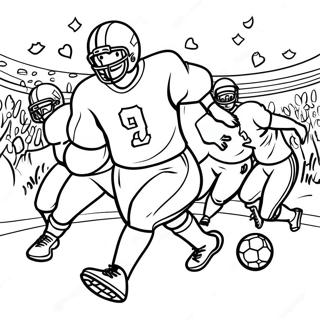 Spannende Fußballspiel-Szene Ausmalbild | Fußballfeld Ausmalbild