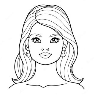 Modischer Barbie Kopf Ausmalbild | Barbie Kopf Ausmalbild