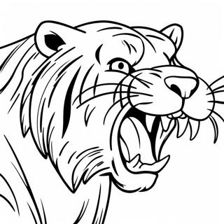 Fiercer Säbelzahntiger brüllend Ausmalbild | Säbelzahntiger Ausmalbild