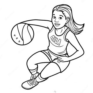 Caitlin Clark dribbelt den Ball Ausmalbild | Caitlin Clark Ausmalbild
