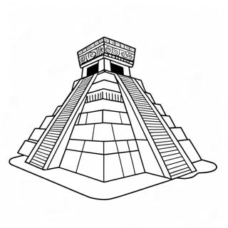 Maya-Tempel Ausmalbild | Maya Ausmalbild