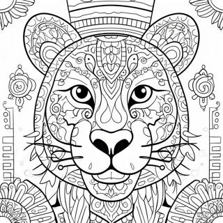 Bunter Maya-Jaguar Ausmalbild | Maya Ausmalbild