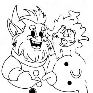 Hitze Miser mit Schneemann Ausmalbild | Hitze Miser Ausmalbild
