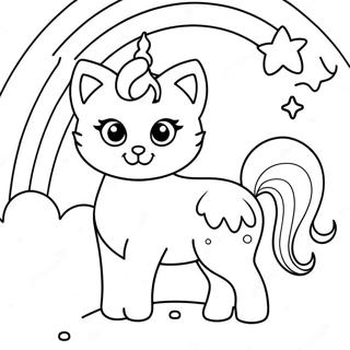 Magisches Einhorn-Kätzchen im Regenbogen Ausmalbild | Einhorn Katze Ausmalbild