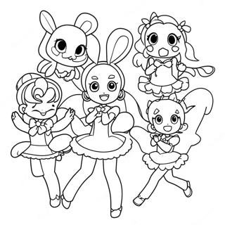Magisches Precure-Team Ausmalbild | Precure Ausmalbild