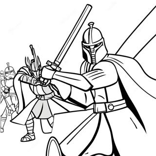 Clone Wars Jedi-Schlacht Ausmalbild | Klonkriege Ausmalbild