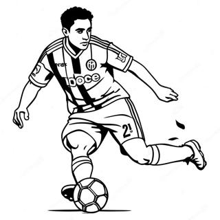 Xavi dribbelt den Ball Ausmalbild | Xavi Ausmalbild