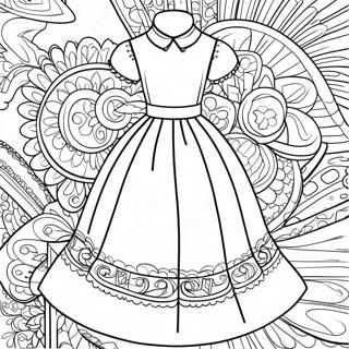 Schöne Ausmalbild von einem ersten Kommunionkleid | Erstkommunion Ausmalbild