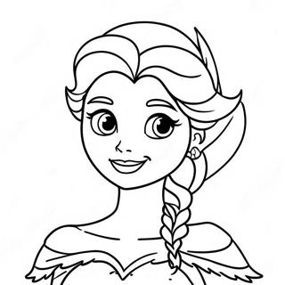 Elsa im gruseligen Kostüm Ausmalbild | Elsa Halloween Ausmalbild
