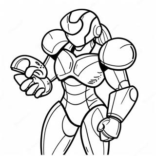 Metroid Samus Aran im Power Suit Ausmalbild | Metroid Ausmalbild