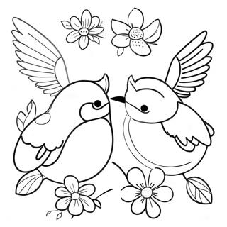 Vögel und Blumen Ausmalbild | Vögel und Blumen Ausmalbild