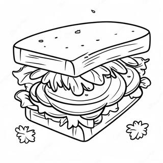 Leckeres Sandwich mit Salat Ausmalbild | Sandwich Ausmalbild
