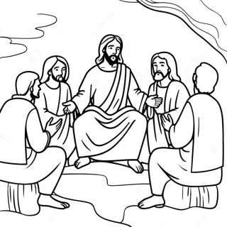 Jesus lehrt die Jünger Ausmalbild | LDS Neues Testament Ausmalbild