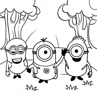 Minions, die im Park spielen Ausmalbild | Ich - Einfach unverbesserlich Ausmalbild