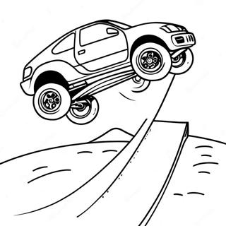 Schnelles RC-Auto springt über die Rampe Ausmalbild | RC Auto Ausmalbild