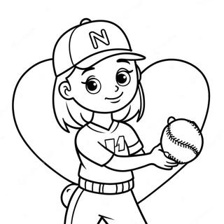 Ich liebe Softball Ausmalbild | Ich liebe Softball Ausmalbild